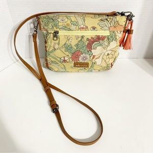 Sakroots Floral Zip Closure Lightweight Crossbody Bag Clutch Clip On Tassels💛💚